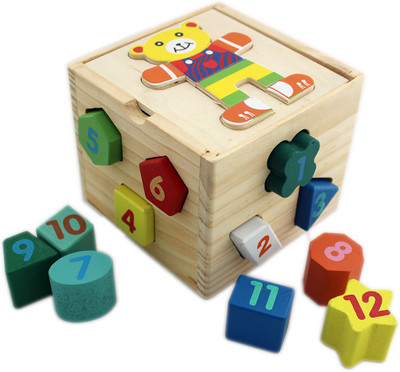 

Tootpado Shape Sorter Cube 12 Geometric Blocks - (1TNG118) - Wooden Puzzles Shape Color Recognition(Multicolor)