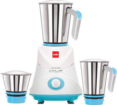cello Grind N Mix Elite 500 W Mixer Grinder (Blue White, 3 Jars) 500 W Mixer Grinder (3 Jars, White, Blue)