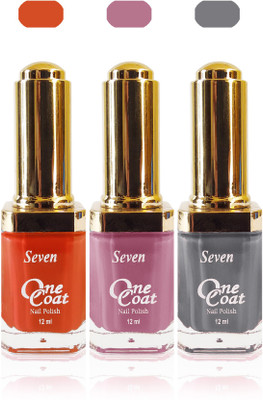 

Seven one coat velvet matte nail polish exclusive color range set of 3 l purple grey orange