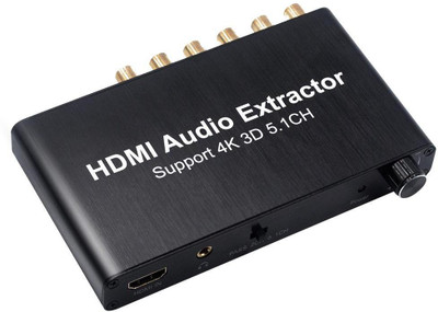 microware 5.1CH HDMI Audio Extractor Decode Coaxial to RCA AC3/DST to 5.1 Amplifier Analog Converter Support 4K 3D For PS4 DVD Media Streaming Device(Black)