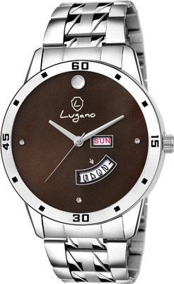 

Lugano LG 1164 Movado Crystal Studded Brown Dial Analog Watch - For Men