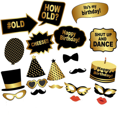 

PARTY PROPZ Party Propz™ Birthday Photo Booth Props 23 Pcs/ birthday party props for kids / Happy Birthday Party Supplies / birthday decoration / birthday Photo Booth