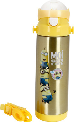 

WonderKart Cartoon Printed Double Layerd Stainless Steel Kids Sipper/Vaccum Water Bottle With Neck Strap - Yellow - 500 ml(Yellow)