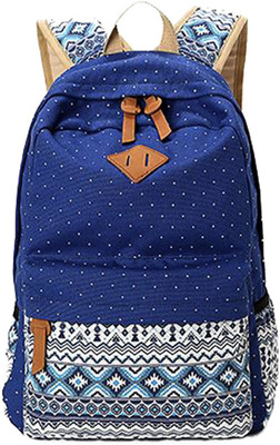 

Di Grazia Canvas Womens Outdoor College Backpack, 15 inch Travel Laptop Backpack 20 L Laptop Backpack(Blue, White)
