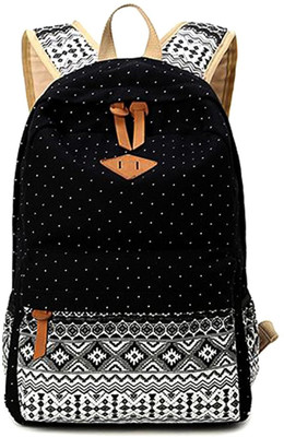 

Di Grazia Canvas Womens Outdoor College Backpack, 15 inch Travel Laptop Backpack 15 L Laptop Backpack(Black, White)