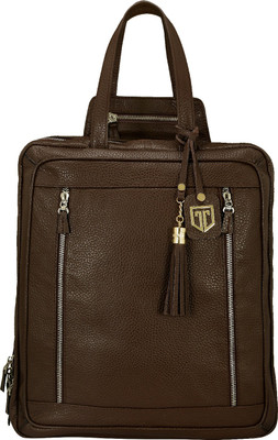 

Tan Luzo Backpack in Bold Grain 100% Genuine Leather Laptop Bag with dedicated Travel Compartment along with Laptop Office Organizer Backpack for Men Backpack for Women Travel Backpack Cabin Luggage Executive Backpack fully handcrafted Backpack(Brown, 5 L