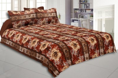 KUBER INDUSTRIES 144 TC Cotton King Floral Flat Bedsheet(Pack of 1, Brown)