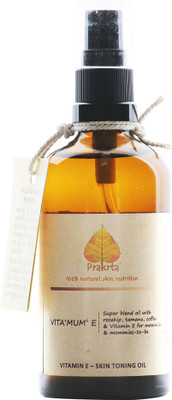 

Prakrta Vita'MUM' E - Vitamin E toning oil with natural coffee extract for moms & to-be-moms! | 100% natural cold-pressed oils(100 ml)