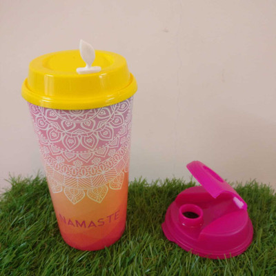 

Stallion Barware Sipper Cup with coffee & sipper lids | Printed Coffee sipper cum Gym sipper - 500 ml, Food safe, BPA free and recyclable. (Namaste) 500 ml Sipper(Pack of 1, Multicolor)