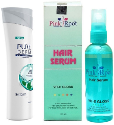 

Pink Root Hair Serum 100ml, Pure Derm Mint Cool Shampoo, 180ml(Set of 2)