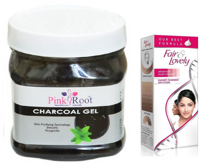 

Pink Root Charcoal Gel 500ml and Fair & Lovely Advanced Multi Vitamin Expert fairness solution(Set of 2)
