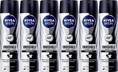 

Nivea INVISIBLE BLACK AND WHITE PACK OF 6 Body Spray - For Men(900 ml, Pack of 6)