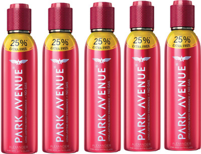 

Park Avenue ALEXANDER DEODORANT SPRAY 150 ML Deodorant Spray - For Men & Women(150 ml, Pack of 5)
