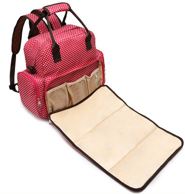 

Robustrion Stylish Polka Dot Waterproof Multifunctional Diaper Bag for Mothers Travel Nappy Tote Backpack Large Size(Red)