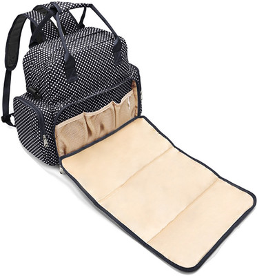 

Robustrion Stylish Polka Dot Waterproof Multifunctional Diaper Bag for Mothers Travel Nappy Tote Backpack Large Size(Black)