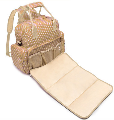 

Robustrion Stylish Polka Dot Waterproof Multifunctional Diaper Bag for Mothers Travel Nappy Tote Backpack Large Size(Beige)