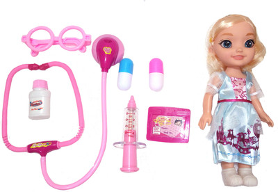 

TALKING GANESHA High Quality Beautiful Princess Doll (26 cms HT) with Doctor Toys Like Stethoscope, Injection, Capsules, Spectacles, ID Card, Medicine Bottle(Multicolor)