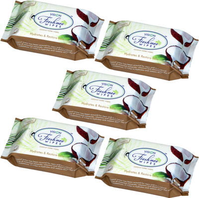 

Vision Refreshing Freshmee Wipes - Coconut Water Wipes ( Pack of 5 )(Pack of 30)
