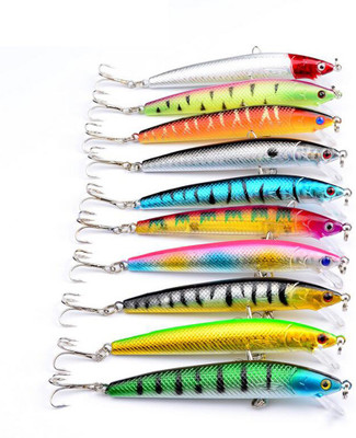 

Magideal Fishing Lures Hard Bait Minnow Fishing Tackle Treble Hooks Balanced Design Hard Bait Fishing Lure(Pack of 10 Size 6)