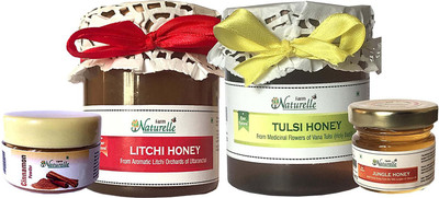 

Farm Naturelle Farm Naturelle-(Pack of 2x250Gms+40 Gms other Forest Raw Honey+ Cinnamon Powder worth Rs.69/-) Forest-Vana Tulsi Flower Honey and Litchi Flower Honey Combo (High Medicinal value, Tasty and Aromatic) Combo(Pack of 2x250 gms with 40 gm honey 