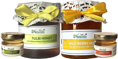 

Farm Naturelle Farm Naturelle-(Pack of 2x250Gms+2x40 Gms other Forest Raw Honey) Forest-Vana Tulsi Flower Honey and Wild Berry (Sidr) Forest Flower Honey Combo (High Medicinal value and Aphrodisiac Properties) Combo(Pack of 2x250 gms and 2x 40 gm honey)