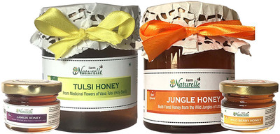

Farm Naturelle Farm Naturelle-(Pack of 2x250Gms+2x40 Gms other Forest Raw Honey) Forest-Vana Tulsi Flower Honey and Jungle/Deep Forest Flower Honey Combo (High Medicinal value and taste) Combo(Pack of 2x250 gms and 2x 40 gm honey)