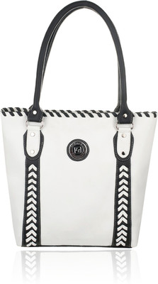 

Leather Land Shoulder Bag(White, Black), Black;white