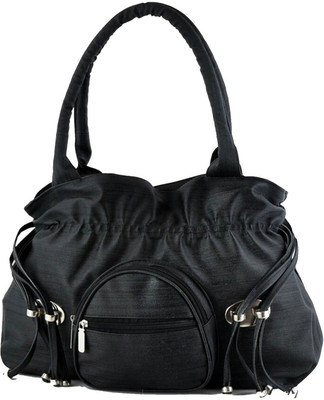 Pink Flower Hand-held Bag(Black)