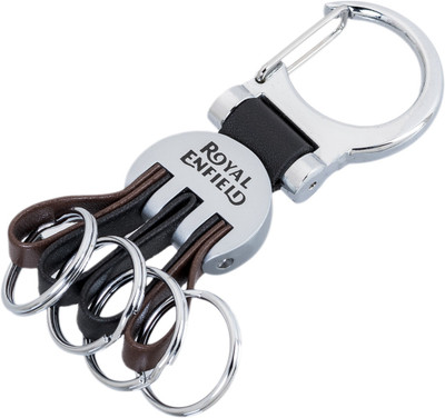 

Shubheksha Royal Enfield Bullet Bike Motorcycle Multiple Rings Locking Leather Black Keyring Key Chain