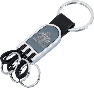 

Shubheksha Royal Enfield Made Like A Gun Bullet Bike Motorcycle Multiple Rings Locking Black Leather Keyring Key Chain