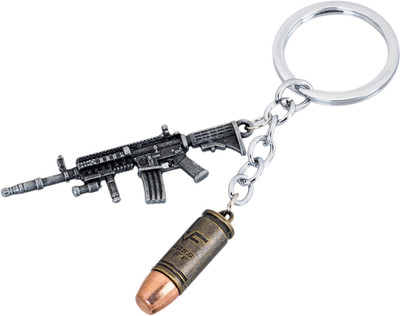 

Shubheksha Gun with Bullet Silver Metallic Keyring Key Chain