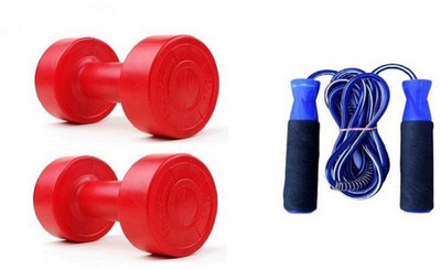 

Venom RED COLOR 2KG VINYL PLASTIC DUMBELL AND BLUE COLOR BEARING SKIPPING ROPE Gym & Fitness Kit