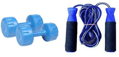 

PEANA BLUE COLOR 2KG VINYL PLASTIC DUMBELL AND BLUE COLOR BEARING SKIPPING ROPE Gym & Fitness Kit