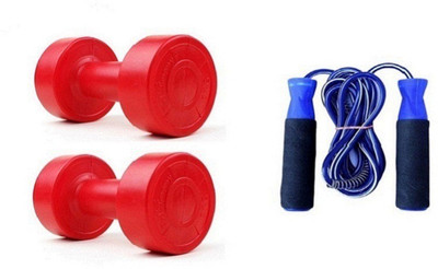 

Venom RED COLOR 5KG VINYL PLASTIC DUMBELL AND BLUE COLOR BEARING SKIPPING ROPE Gym & Fitness Kit