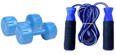 

PEANA BLUE COLOR 5KG VINYL PLASTIC DUMBELL AND BLUE COLOR BEARING SKIPPING ROPE Gym & Fitness Kit