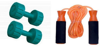 

Venom GREEN COLOR 2KG VINYL PLASTIC DUMBELL AND ORANGE COLOR BEARING SKIPPING ROPE Gym & Fitness Kit