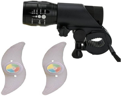 

FurMito Bicycle 2 Spoke Wheel Light and Zoomable LED Front Light(Black, White), Multi;white