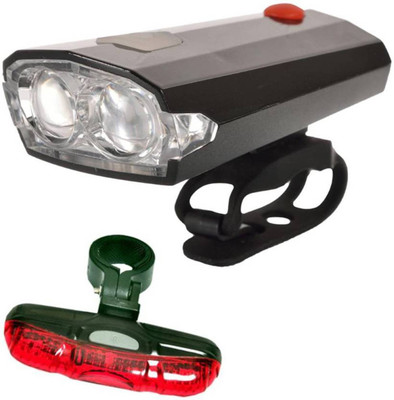 

FurMito Bicycle USB Rechargeable Front Light within Horn and 5 LED Front Rear Light Combo(Black, Red), Red;white