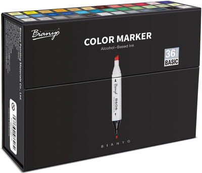 

Bianyo Dual Tips Art Sketch Markers - Set of 36 Permanent Highlighters for Adults& Kids Coloring Drawing, Gift Box(Set of 36, Multicolor)