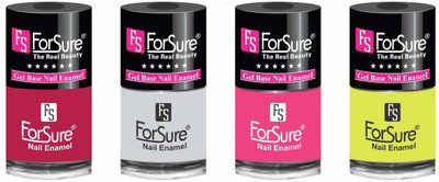 

forsure HD color long lasting matte nail polish (set of 4) unique shades mania pink, white, princess pink, neon yellow(Pack of 4)