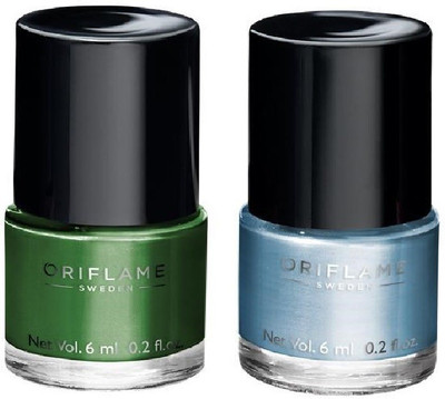 

Oriflame Sweden Nail paint Combo Serene green, Marine blue(Pack of 2)