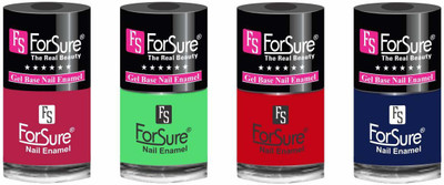 

forsure HD color long lasting matte nail polish (set of 4) unique shades ruby pink, neon green, hot red, navy blue(Pack of 4)