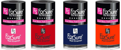 

forsure HD color long lasting matte nail polish (set of 4) unique shades princess pink, hot red, navy blue, orange(Pack of 4)