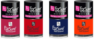 

forsure HD color long lasting matte nail polish (set of 4) unique shades ruby pink, red, navy blue, orange(Pack of 4)