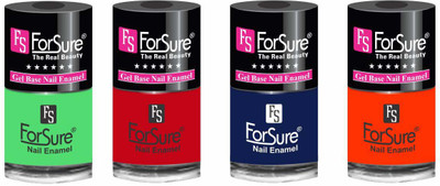 

forsure HD color long lasting matte nail polish (set of 4) unique shades neon green, hot red, navy blue, orange(Pack of 4)