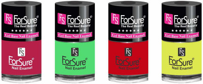 

forsure HD color long lasting matte nail polish (set of 4) unique shades mania pink, neon green, hot red, neon yellow(Pack of 4)