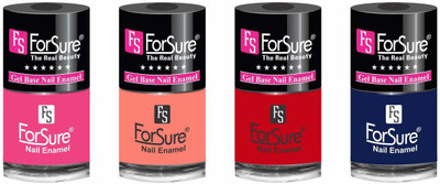 

forsure HD color long lasting matte nail polish (set of 4) unique shades princess pink, peach, hot red, navy blue(Pack of 4)