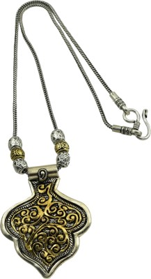 HIGH TRENDZ Oxidised Gold Silver Dual Tone German Silver Gypsy Style Statement Pendant Necklace Sterling Silver Plated Alloy Necklace