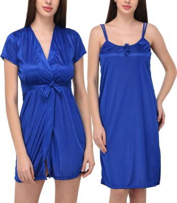 POSU TRENDZ Women Nighty with Robe(Blue)