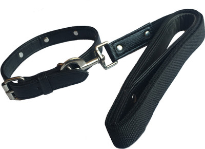 

Pet Connect Leather Dog Collar and Leash Set - Jet Black - Size  Dog Collar & Leash(, Jet Black